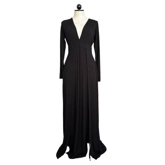 Bump Biddy Narine NEW Plunge  Maxi Maternity Dress Sexy High Slits Black Size M - Picture 5 of 16